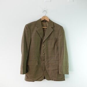 Houndstooth Blazer Men Brown 38 S Small BROOKS BROTHER Sports Coat Retro Tan